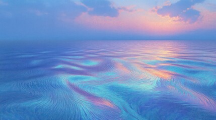 A serene ocean scene at dusk, reflecting soft colors and gentle waves.