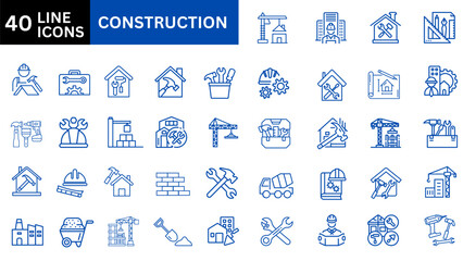 Construction icon collection set.