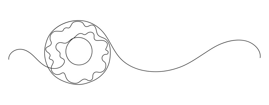 recommend clip art: Doughnut. Continuous line drawing. Food frame border doodle.