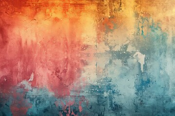 Obraz premium Vibrant abstract grunge texture background featuring a blend of red, yellow, and blue colors, perfect for artistic and creative projects.