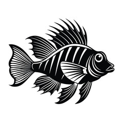 Hogfish silhouette on vector illustration with white background.