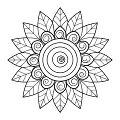 Mandela line art vector illustration with white background.