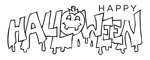 Happy Halloween black vector brush calligraphy banner