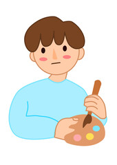 boy artist. with brush and palette