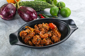 Asian cuisine - prawn in chili sauce