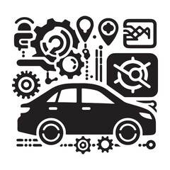 Minimalist car icon vector illustration, Generative Ai