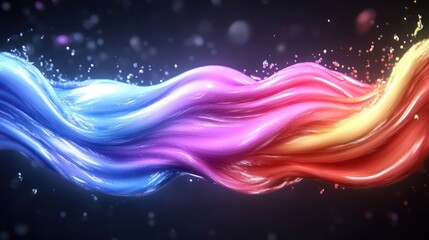 Obraz premium A vibrant wave of colorful liquid flowing, creating an abstract and dynamic visual effect.