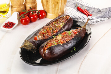 Baked eggplant with minced beef