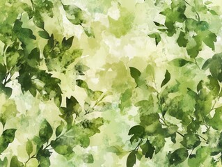 an ethereal abstract design featuring green watercolor foliage, evoking a sense of renewal and the beauty of nature in springtime hues