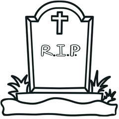 Halloween set with outlines of elements and characters. Group of object. Ghost, horror, celebration, witch, spider ,cemetery, skull, pumpkin, cauldron, for coloring pictures.