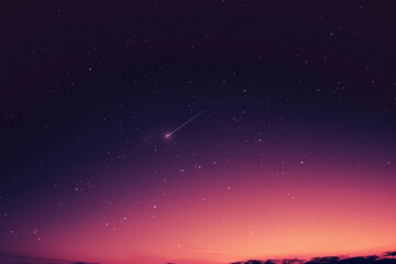 A starry night sky with a shooting star