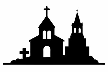 Church silhouette, tombstone vector illustration, tombstone silhouette

