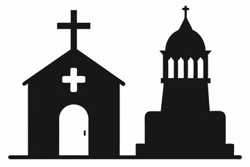 Church silhouette, tombstone vector illustration, tombstone silhouette

