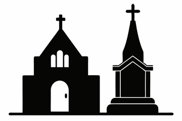 Church silhouette, tombstone vector illustration, tombstone silhouette

