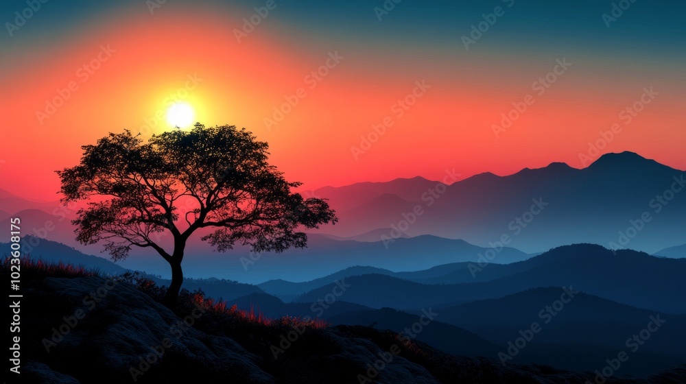 Poster the sky is filled with warm colors, creating a serene and peaceful atmosphere
