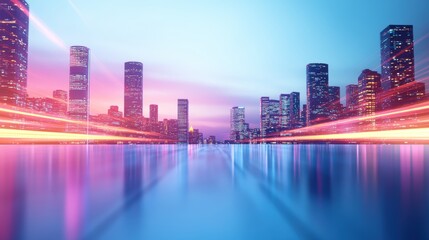 A futuristic cityscape where buildings blend seamlessly with digital projections, blurring the line between the virtual and real worlds.