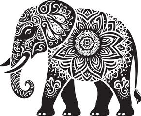 Mandala art elephant vector silhouette