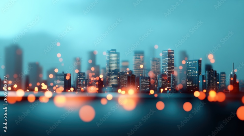 Wall mural a futuristic cityscape with holographic screens displaying communication networks, showcasing the se