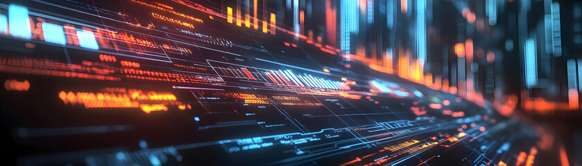Macro View of Virtual Economy Graph on Futuristic Screen: Close Up of Digital Economic Analysis for Wealth Planning and Retail Business Strategies