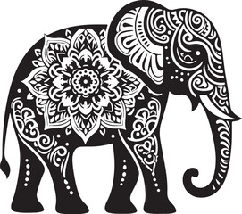 Mandala art elephant vector silhouette