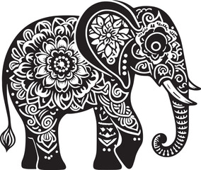 Mandala art elephant vector silhouette