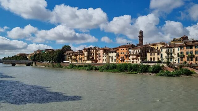 Verona - Italy - Old Town on the Adige with Ponte Nuovo