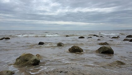Fototapeta premium Simple Shoreline with Rocks Background 