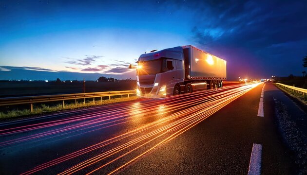 long exposure. walking on the roads at night .Fuel truck transporting fuel on highway 