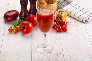 Fresh Tomato juice in the glass