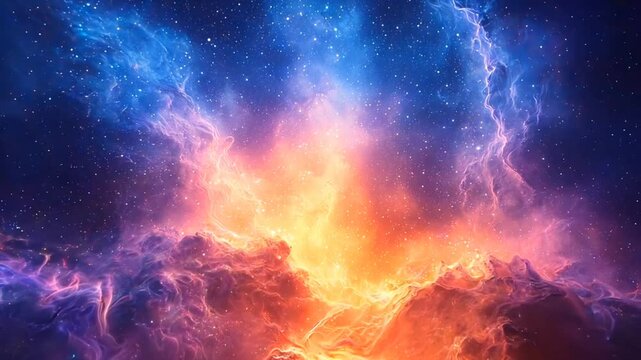 Artistic depiction of a nebula explosion in vivid colors. Abstract space art concept