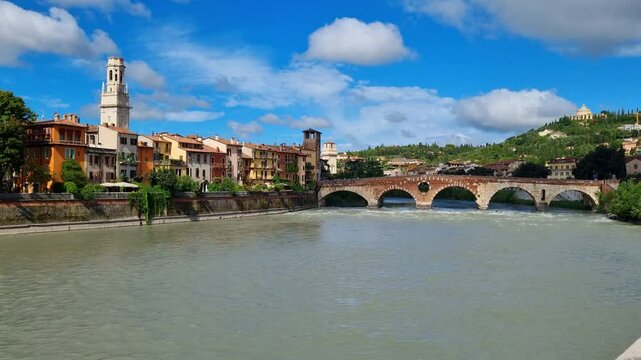 Verona - Italy - View of the Ponte Pietra