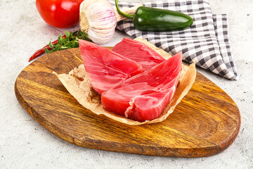 Raw fresh tuna fish steak