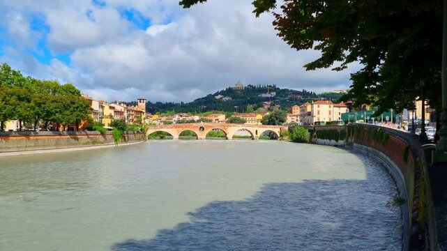 Verona - Italy - Ponte Pietra on the river Adige