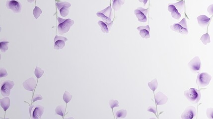 Simple watercolor foxgloves in soft purple tones, gently scattered on a light gray background, seamless repeat