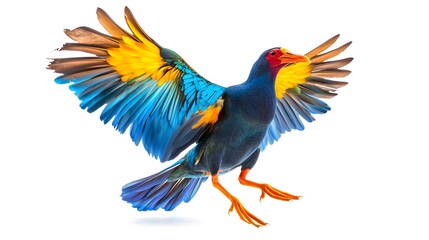 Fototapeta premium Purple Gallinule Bird on White Background, Photo Realistic, Pattern Background, Wallpaper, Cover and Screen for Smartphone, PC, Laptop, 9:16 and 16:9 Format