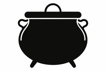 Cauldron silhouette, cauldron vector illustration, Witches black cauldron isolated on vector illustration