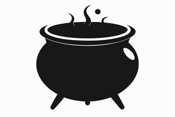 Cauldron silhouette, cauldron vector illustration, Witches black cauldron isolated on vector illustration