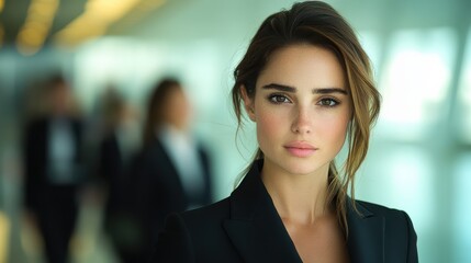 Naklejka premium Confident young businesswoman in a corporate environment