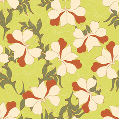 Beautiful pattern with flowers and leaf.Floral vector illustration