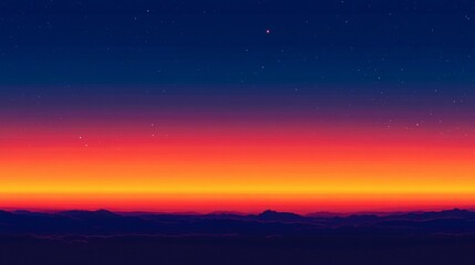 Fototapeta premium Sunset sky, shimmering orange and blue, like a cosmic background; cloudless evening sky in red shades.