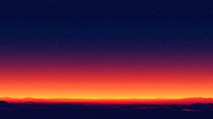 Orange and blue gradient sky at sunset like space background; Bright red evening sky without a single cloud.