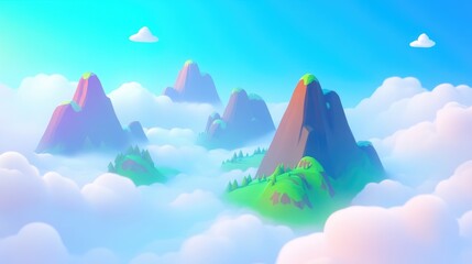 Aerial view of stunning mountain landscapes enveloped in clouds