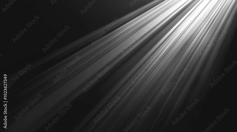 Aufkleber Abstract Background With Light Beams And Overlapping Elements Blurry White Light Diffusing In Dark Black And White Lines Running Horizontally Shades Of Grey