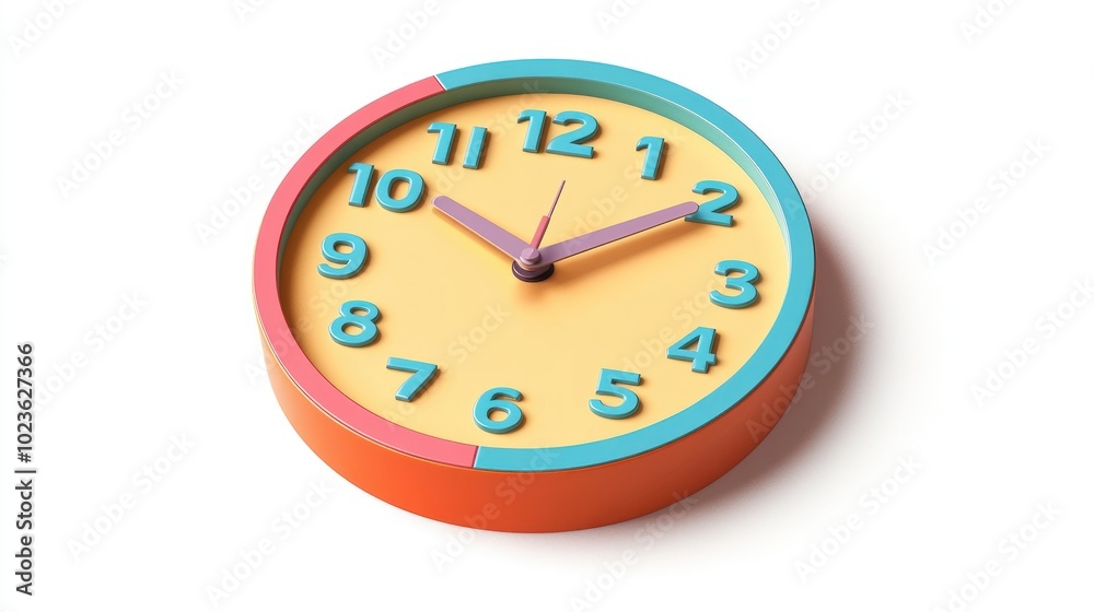 Poster Colorful Round Clock with Blue and Orange Numbers