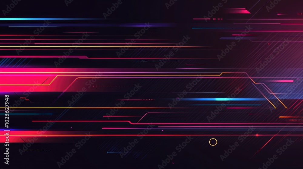 Poster Abstract Neon Dark Background With Long Exposure Light Trails Futuristic Technology Design Featuring Motion Effect High Speed Light Streaks Dynamic Motion Backdrop