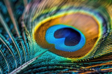 Obraz premium Vivid close up of peacock feather.