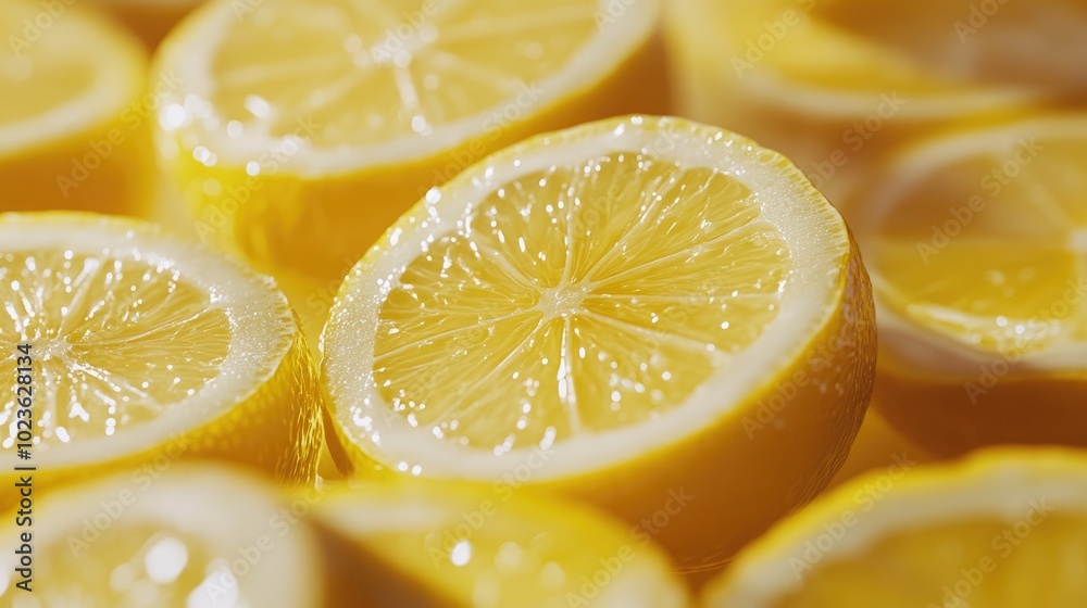 Poster bright yellow lemon slices offset