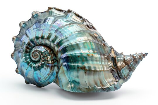 green and blue New Zealand shell isolated on white background