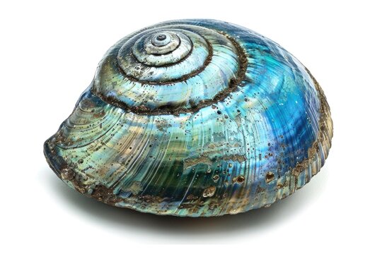 green and blue New Zealand shell isolated on white background