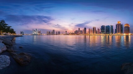 Fototapeta premium Evening modern cityscape